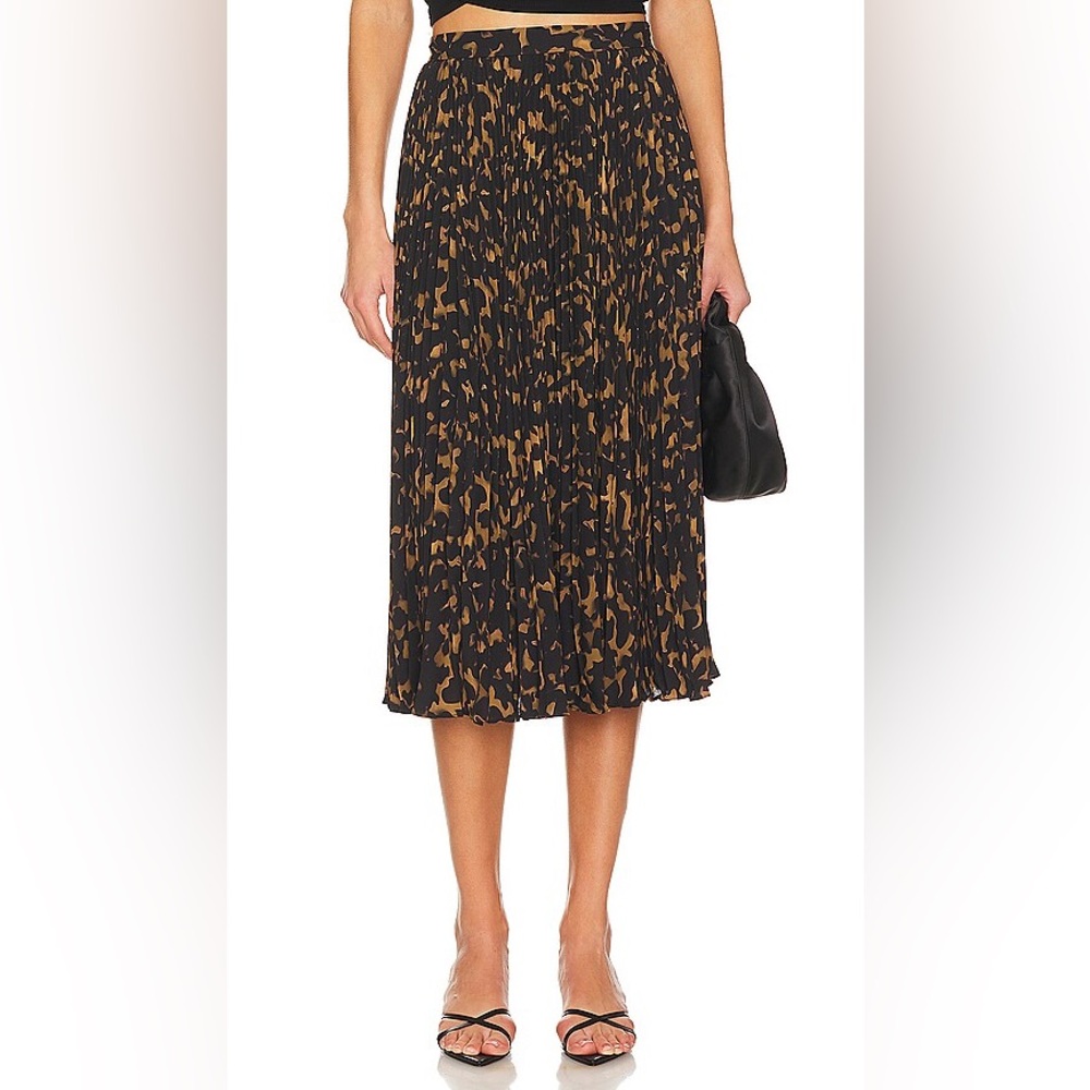 Theory Sunburst Midi Skirt Pleated Dark Brown Multi Size 4